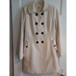 Old Navy ivory woolblend pea coat womens M lined classic cream double breasted